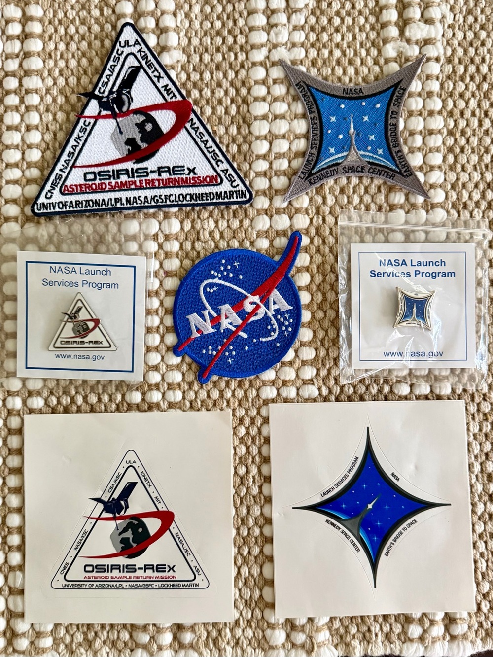 Osiris-Rex Mission, NASA Meatball, and KSC Pins, Stickers & Patches NASA (all 7)
